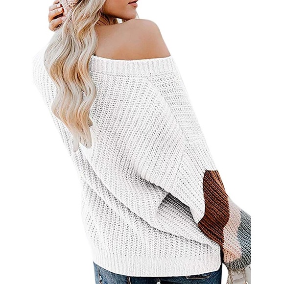 💥FLASH SALE💥 White Color Block Sleeve Oversize Sweater  SMALL - Picture 2 of 2